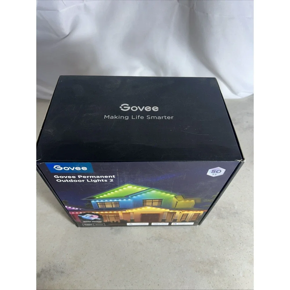 Govee Permanent Outdoor Lights 2 50ft Smart RGBIC LED White H705D New